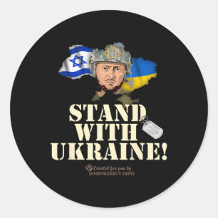 Ukraine Israel Volodymyr Zelenskyy Stand With Ukra Classic Round Sticker