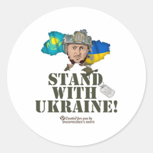Ukraine Kazakhstan Zelenskyy Stand With Ukraine Classic Round Sticker