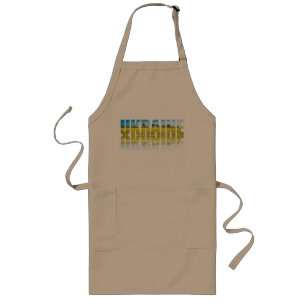Ukraine label with blue sky and yellow field long apron