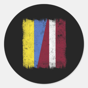 Ukraine Latvia Half Flag Ukrainian Latvian Heritag Classic Round Sticker