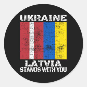 Ukraine Latvia Stands With You Latvian Support Fla Classic Round Sticker