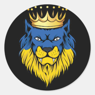 Ukraine Lion King Flag Classic Round Sticker