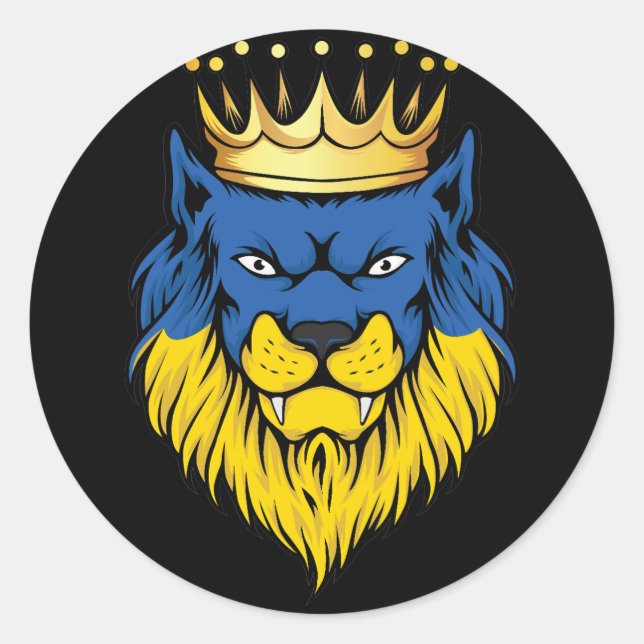 Ukraine  Lion King Flag Classic Round Sticker (Front)