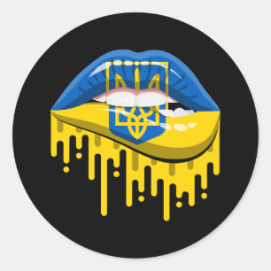 Ukraine lips pride root flag classic round sticker