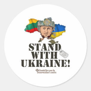 Ukraine Lithuania Flags Zelensky Stand With Ukrain Classic Round Sticker