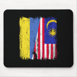 Ukraine Malaysia Half Flag Ukrainian Malaysian Her Mouse Pad