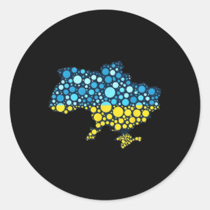 Ukraine Map Blue Yellow Ukraine Flag Modern Art  Classic Round Sticker