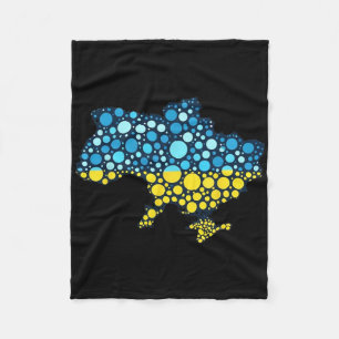 Ukraine Map Blue Yellow Ukraine Flag Modern Art Fleece Blanket