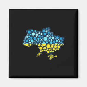 Ukraine Map Blue Yellow Ukraine Flag Modern Art Magnet