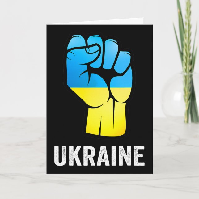 Ukraine Map With Flag Colours Ukrainian Pride Men  Card (Front)