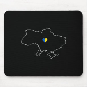 Ukraine Map With Heart In Yellow Blue Ukrainian Fo Mouse Pad
