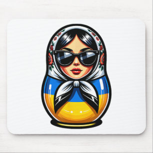 Ukraine Matrjoshka With Sungles For Ukrainians Mat Mouse Pad