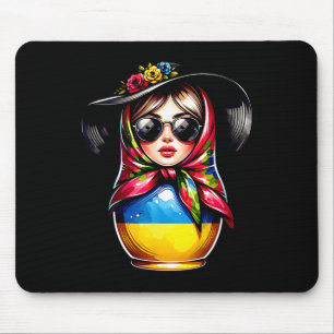 Ukraine Matrjoshka With Sungles For Ukrainians Mat Mouse Pad