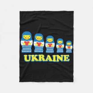 Ukraine Matryoshka Nesting Dolls Hold Hearts  Fleece Blanket