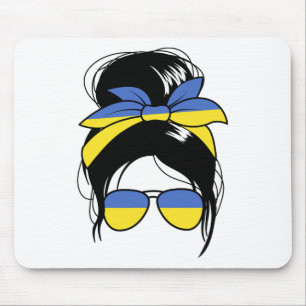 Ukraine Messy Bun Ukrainian Woman Gift Women's Ukr Mouse Pad