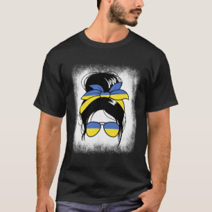 Ukraine Messy Bun Ukrainian Woman Gift Women's Ukr T-Shirt