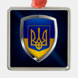 Ukraine Metallic Emblem Metal Tree Decoration