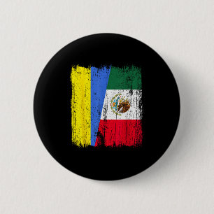 Ukraine Mexico Half Flag Ukrainian Mexican Heritag 6 Cm Round Badge