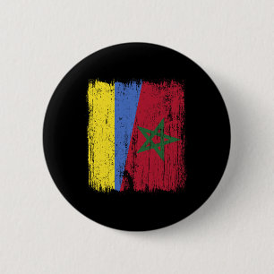 Ukraine Morocco Half Flag Ukrainian Moroccan Herit 6 Cm Round Badge