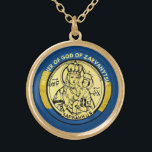 UKRAINE MOTHER OF GOD  ZARVANYTSIA JESUS RELIGIOUS GOLD PLATED NECKLACE<br><div class="desc">Featuring a beautiful religious icon image of the Blessed Virgin Mary with Jesus under the title of Mother of God of Zarvanytsia,  the patroness of the Ukraine.  The yellow and blue  colours represent the colours of the flag of the Ukrainian people.Zarvanytsia is the most famous pilgrimage destination in Ukraine.</div>