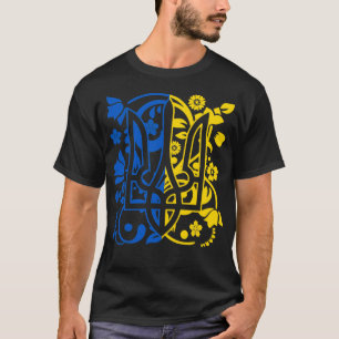 Ukraine National Emblem Coat of Arms with Folk Flo T-Shirt