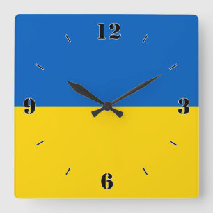 Ukraine National Flag Patriotic Square Wall Clock