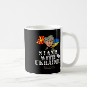 Ukraine North Macedonia Zelensky Dog Tag Stand Wit Coffee Mug