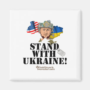 Ukraine Outline And Flag Usa Zelensky Stand With U Magnet