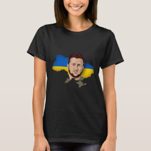 Ukraine Outline Volodymyr Zelensky President T-Shirt