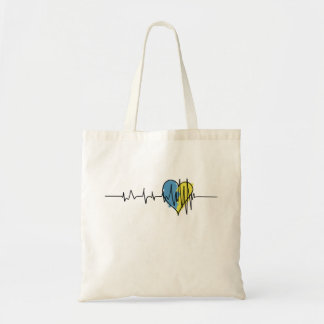 Ukraine Patriotic heart palpitation on wight Tote Bag