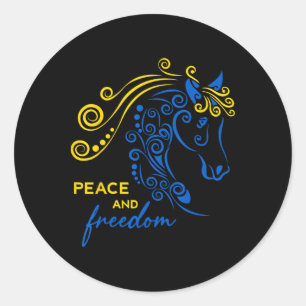Ukraine Peace And Freedom Ukrainian Horse Flag Blu Classic Round Sticker