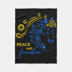 Ukraine Peace And Freedom Ukrainian Horse Flag Blu Fleece Blanket