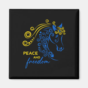 Ukraine Peace And Freedom Ukrainian Horse Flag Blu Magnet