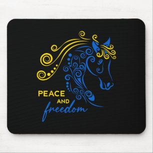 Ukraine Peace And Freedom Ukrainian Horse Flag Blu Mouse Pad