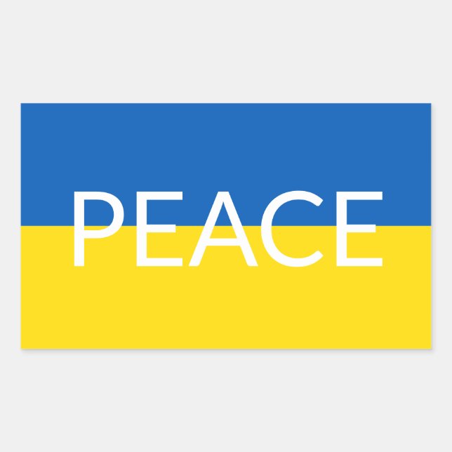 Ukraine peace blue yellow custom text flag rectangular sticker (Front)