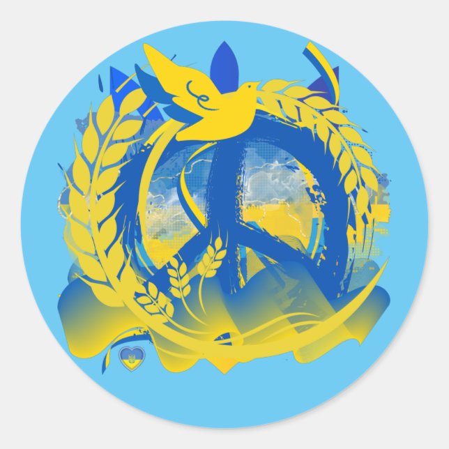 Ukraine Peace Classic Round Sticker (Front)