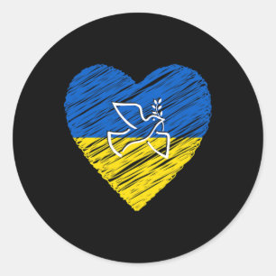Ukraine Peace Dove Love Stop War Conflict Classic Round Sticker