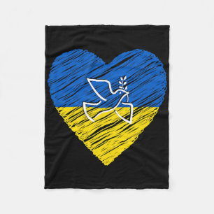 Ukraine Peace Dove Love Stop War Conflict Fleece Blanket