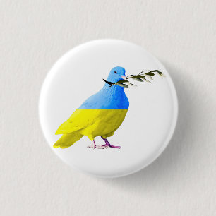 Ukraine - Peace Dove - Ukrainian Flag - Peace 3 Cm Round Badge