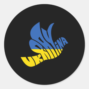 Ukraine Peace Dove Word Art - Ukrainian Pride Classic Round Sticker
