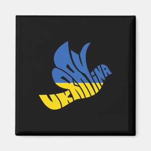 Ukraine Peace Dove Word Art - Ukrainian Pride Magnet