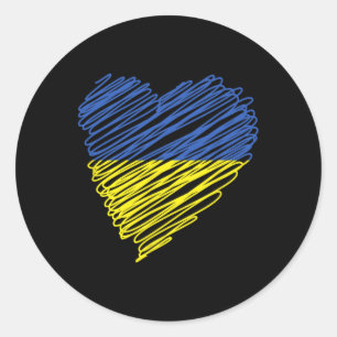 Ukraine Peace Heart Unity Awareness Empowerment Uk Classic Round Sticker