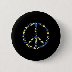 Ukraine Peace Sign Blue And Yellow Hearts Support 6 Cm Round Badge