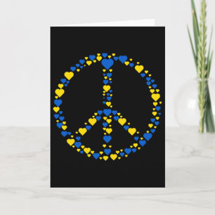 Ukraine Peace Sign Blue And Yellow Hearts Support Card