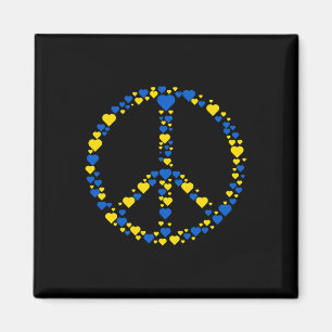 Ukraine Peace Sign Blue And Yellow Hearts Support Magnet