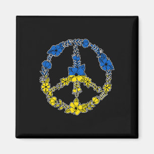 Ukraine Peace Sign Flowers In Blue And Yellow Ukra Magnet