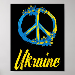 Ukraine Peace Sign Flowers Retro Ukrainian Groovy