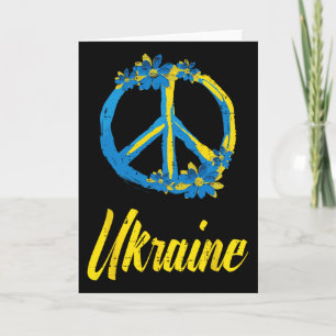 Ukraine Peace Sign Flowers Retro Ukrainian Groovy Card
