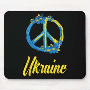 Ukraine Peace Sign Flowers Retro Ukrainian Groovy Mouse Pad