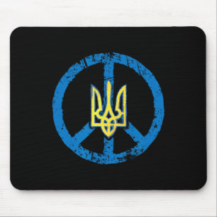 Ukraine Peace Sign Shirt Ukrainian Tryzub Mouse Pad